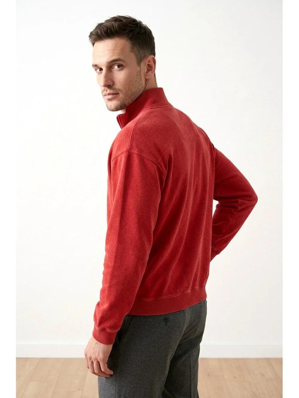 Men's Red & Heather Blue Tommy Bahama Reversible Quarter-Zip Sweater sz X-Large